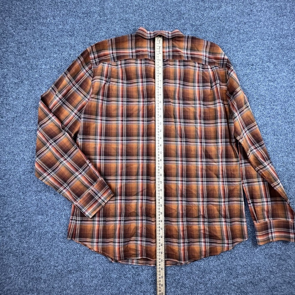 Vince. Men's XXL Lightweight 100%‎ Cotton Plaid Long Sleeve Button Shirt Orange - Picture 4 of 6